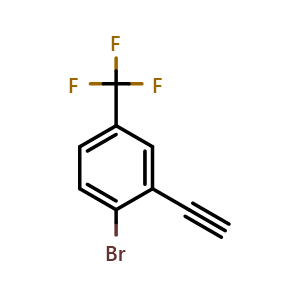 Chemical structure of 2-Bromo-5-(trifluoromethyl)phenylacetylene , CAS 1211523-00-0, AChemBlock T95567