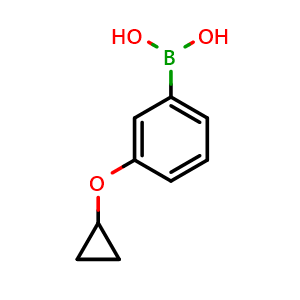 Chemical structure of 3-Cyclopropoxyphenylboronic Acid , CAS 808140-97-8, AChemBlock T95582