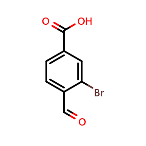Chemical structure of 3-Bromo-4-formylbenzoic acid , CAS 91760-66-6, AChemBlock T95589