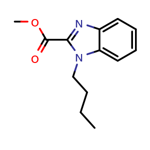 Chemical structure of methyl 1-butyl-1H-benzo[d]imidazole-2-carboxylate , CAS 2411639-69-3, AChemBlock T95643