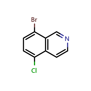 Chemical structure of 8-bromo-5-chloroisoquinoline , CAS 927801-25-0, AChemBlock T95651