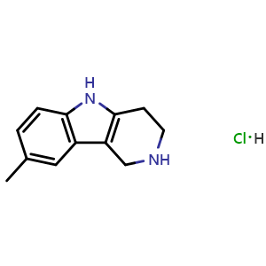 Chemical structure of 8-Methyl-2,3,4,5-tetrahydro-1H-pyrido[4,3-b]indolehydrochloride , CAS 57933-28-5, AChemBlock T95658