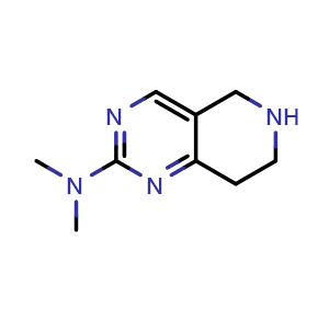 Chemical structure of N,N-dimethyl-5,6,7,8-tetrahydropyrido[4,3-d]pyrimidin-2-amine , CAS 578713-43-6, AChemBlock T95659