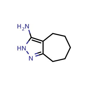 Chemical structure of 2,4,5,6,7,8-Hexahydro-cycloheptapyrazol-3-ylamine , CAS 54162-24-2, AChemBlock T95662