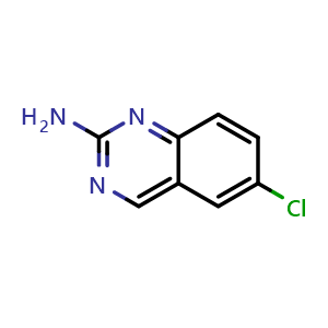 Chemical structure of 6-chloroquinazolin-2-amine , CAS 20028-71-1, AChemBlock T95669