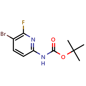 Chemical structure of tert-butyl 5-bromo-6-fluoropyridin-2-ylcarbamate , CAS 1444004-73-2, AChemBlock T95687