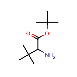 Chemical structure of tert-Butyl 2-amino-3,3-dimethylbutanoate , CAS 99285-38-8, AChemBlock T95696