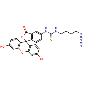 Chemical structure of 1-(4-Azidobutyl)-3-(fluorescein-5-yl)thiourea , CAS 2281826-67-1, AChemBlock T95731
