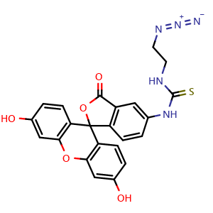 Chemical structure of 1-(2-Azidoethyl)-3-(fluorescein-5-yl)thiourea , CAS 1253203-62-1, AChemBlock T95734
