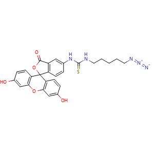 Chemical structure of 1-(5-Azidopentyl)-3-(fluorescein-5-yl)thiourea , CAS 1052678-21-3, AChemBlock T95736