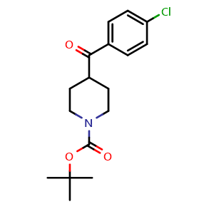 Chemical structure of tert-butyl 4-(4-chlorobenzoyl)piperidine-1-carboxylate , CAS 209808-06-0, AChemBlock T95764
