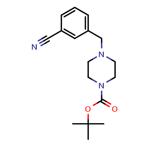 Chemical structure of tert-Butyl 4-(3-cyanobenzyl)piperazine-1-carboxylate , CAS 203047-35-2, AChemBlock T95767