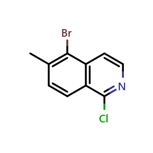 Chemical structure of 5-bromo-1-chloro-6-methylisoquinoline , CAS 1245647-25-9, AChemBlock T95786
