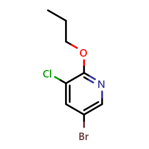 Chemical structure of 5-bromo-3-chloro-2-propoxypyridine , CAS 1245646-07-4, AChemBlock T95801