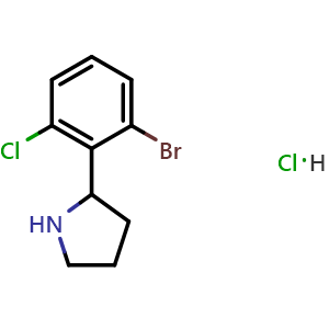 Chemical structure of 2-(2-bromo-6-chlorophenyl)pyrrolidine hydrochloride , CAS 2250242-40-9, AChemBlock T95822
