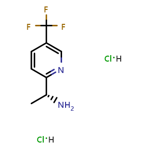 Chemical structure of (R)-1-(5-(trifluoromethyl)pyridin-2-yl)ethanamine dihydrochloride , CAS 2061996-68-5, AChemBlock T95829