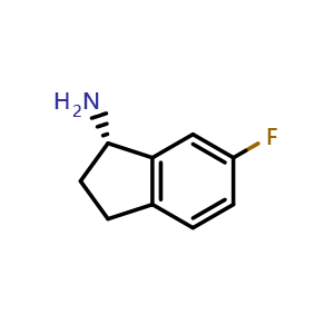 Chemical structure of (S)-6-fluoro-indan-1-ylamine , CAS 1383854-81-6, AChemBlock T95843