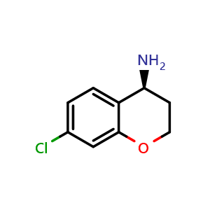 Chemical structure of (4S)-7-chloro-3,4-dihydro-2h-1-benzopyran-4-amine , CAS 1213320-82-1, AChemBlock T95853