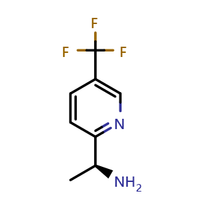 Chemical structure of (1S)-1-[5-(trifluoromethyl)(2-pyridyl)]ethylamine , CAS 1213191-77-5, AChemBlock T95855