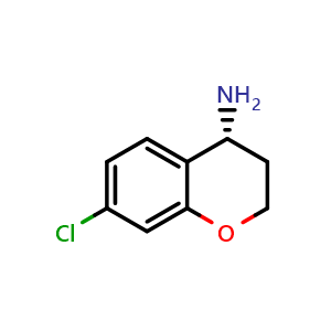 Chemical structure of (4R)-7-chloro-3,4-dihydro-2h-1-benzopyran-4-amine , CAS 1057246-81-7, AChemBlock T95866