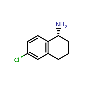 Chemical structure of (1R)-6-chloro-1,2,3,4-tetrahydronaphthylamine , CAS 1057246-77-1, AChemBlock T95867