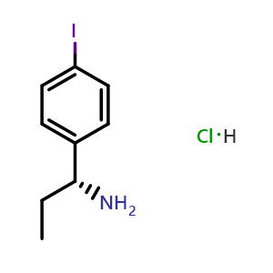 Chemical structure of (1R)-1-(4-iodophenyl)propan-1-amine hydrochloride , CAS 2411590-90-2, AChemBlock T95874