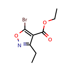 Chemical structure of ethyl 5-bromo-3-ethyl-isoxazole-4-carboxylate , CAS 2114330-05-9, AChemBlock T95883