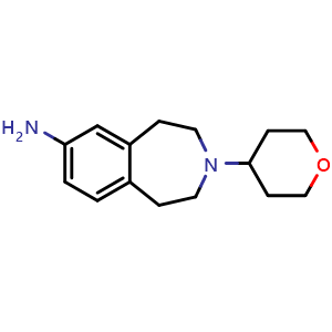 Chemical structure of 3-tetrahydropyran-4-yl-1,2,4,5-tetrahydro-3-benzazepin-7-amine , CAS 2411634-92-7, AChemBlock T95890