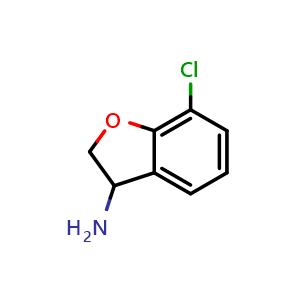 Chemical structure of 7-chloro-2,3-dihydrobenzofuran-3-amine , CAS 939757-40-1, AChemBlock T95892
