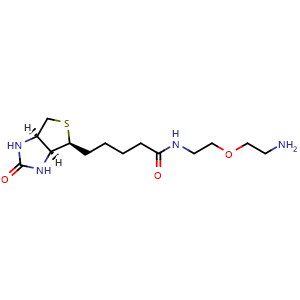 Chemical structure of N-[2-(2-Aminoethoxy)ethyl]-biotinamide , CAS 811442-85-0, AChemBlock T95896