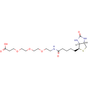 Chemical structure of Biotin-PEG3-CH2CH2COOH , CAS 252881-76-8, AChemBlock T95898
