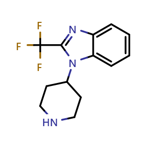 Chemical structure of 1-(Piperidin-4-yl)-2-(trifluoromethyl)-1H-benzo[d]imidazole , CAS 742076-06-8, AChemBlock T95918