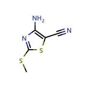 Chemical structure of 4-Amino-2-(methylthio)thiazole-5-carbonitrile , CAS 39736-28-2, AChemBlock T95952