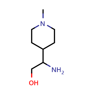 Chemical structure of 2-amino-2-(1-methyl-4-piperidyl)ethanol , CAS 1541407-36-6, AChemBlock T95965