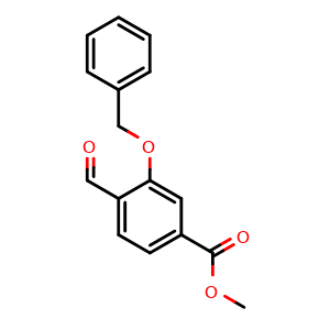 Chemical structure of methyl 3-(benzyloxy)-4-formylbenzoate , CAS 357953-44-7, AChemBlock T95995