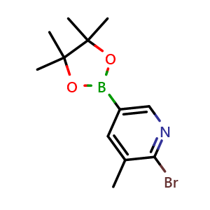 Chemical structure of 2-bromo-3-methyl-5-(4,4,5,5-tetramethyl-1,3,2-dioxaborolan-2-yl)pyridine , CAS 1256360-64-1, AChemBlock T96005