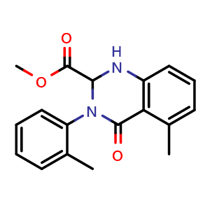 Chemical structure of methyl 1,2,3,4-tetrahydro-5-methyl-4-oxo-3-o-tolylquinazoline-2-carboxylate , CAS 2411635-36-2, AChemBlock T96012