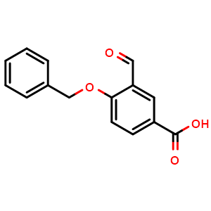 Chemical structure of 4-(benzyloxy)-3-formylbenzoic acid , CAS 1354564-78-5, AChemBlock T96013