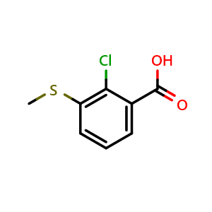 Chemical structure of 2-Chloro-3-(methylsulfanyl)benzoic acid , CAS 1805648-85-4, AChemBlock T96022