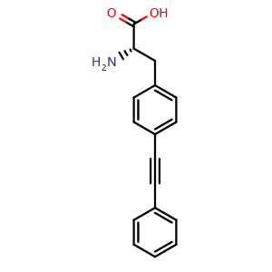 Chemical structure of 4-(2-Phenylethynyl)-L-phenylalanine , CAS 945978-12-1, AChemBlock T96030