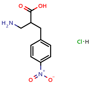 Chemical structure of a-(Aminomethyl)-4-nitrobenzenepropanoic acid hydrochloride , CAS 2354249-16-2, AChemBlock T96031