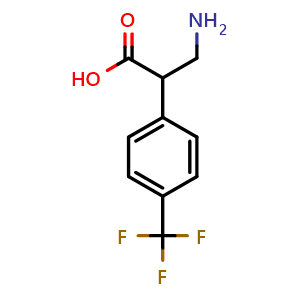 Chemical structure of a-(Aminomethyl)-4-trifluoromethylbenzeneacetic acid , CAS 1060814-62-1, AChemBlock T96034