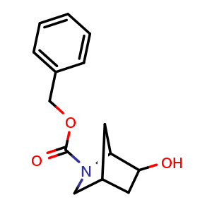 Chemical structure of benzyl 6-hydroxy-2-azabicyclo[2.2.1]heptane-2-carboxylate , CAS 1099570-25-8, AChemBlock T96042