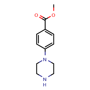 Chemical structure of methyl 4-(piperazin-1-yl)benzoate , CAS 163210-97-7, AChemBlock T96044