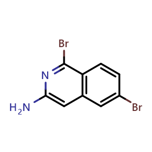 Chemical structure of 1,6-dibromoisoquinolin-3-amine , CAS 925672-85-1, AChemBlock T96046