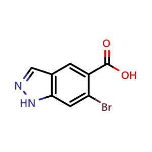 Chemical structure of 6-bromo-1H-indazole-5-carboxylic acid , CAS 1893842-64-2, AChemBlock T96052