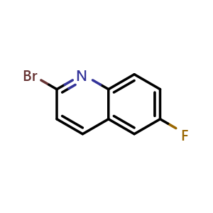 Chemical structure of 2-bromo-6-fluoroquinoline , CAS 159870-91-4, AChemBlock T96053