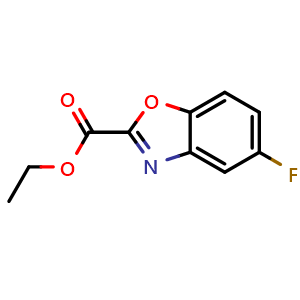 Chemical structure of ethyl 5-fluoro-1,3-benzoxazole-2-carboxylate , CAS 1539705-00-4, AChemBlock T96062