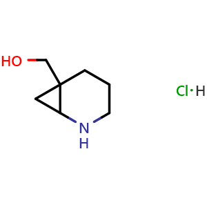 Chemical structure of 2-azabicyclo[4.1.0]heptan-6-ylmethanol hydrochloride , CAS 2387595-48-2, AChemBlock T96064