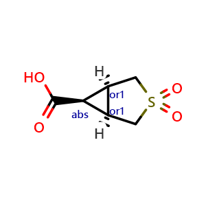 Chemical structure of endo-3,3-dioxo-3-thiabicyclo[3.1.0]hexane-6-carboxylic acid , CAS 1783317-08-7, AChemBlock T96076